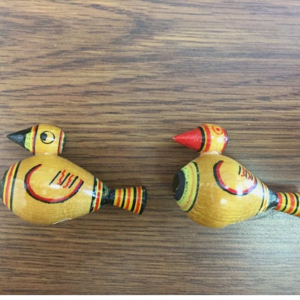 Vintage Miniature Wooden Ducks Handpainted